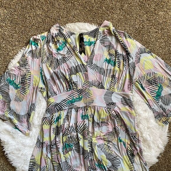 Melissa McCarthy X Seven7 Dress Multicolor Stretchy Tie Back Womens Size 0X - Picture 8 of 11